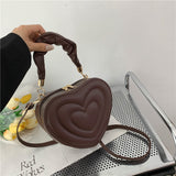 Fashion Love Heart Shape Shoulder Bag Small Handbags Designer Crossbody Bags For Women Solid Pu Leather Top Handle Bag