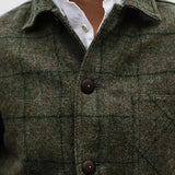 men's 2023 Jackets Vintage woolen Autumn Winter Fashion Plaid Print Long Sleeve Outerwear male Casual Cardigans coat shirt