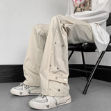 Men's Y2K Clothes Button Summer Wide Leg Cargo Pants Track Sweatpants Sports Pants Trousers Harajuku Streetwear Techwear