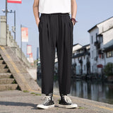 2023 Summer Men's Chinese Style High Street Casual Pants Elastic Waist Loose Sweatpants Black/Grey/Khaki Color Trousers  M-5XL