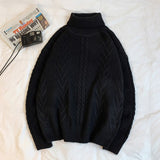 Winter Warm Men's Turtleneck Sweaters Solid Korean Man Casual Knitter Pullovers 2023 Harajuku Male Fleece Sweaters