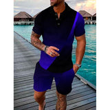 2023 Summer Men's Fashion 3D Printed Polo Shirt Beach Shorts Sets Loose Thin Lapel Casual Short Sleeve Suit Tracksuit Oversized