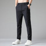 Men's Casual Pants Thin Business Stretch Slim Fit Elastic Waist Jogger Classic Blue Black Gray Brand Trousers Male