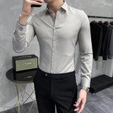 Plus Size 7XL 6XL 5XL Solid Business Formal Wear Long Sleeve Men Dress Shirts Simple All Match Slim Fit Casual Chemise Homme Hot