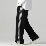 Ilooove Men's Y2K Vintage 2023 Casual Wide Leg Pants Sweatpants Jogging Women Stripe Sports Sweat Drawstring Pants Streetwear For Men