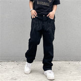 New Embroidered Jeans Men Straight Loose Wide-leg Pants Spring and Autumn Korean Fashion High Street Hip Hop Style Male Trousers