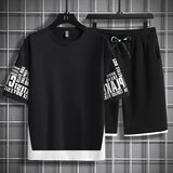 2023 Casual Mens Set Round Neck Short Sleeve Cotton Tshirt and Shorts Fashion Two Piece Set Male Trendy Streetwear Sports Suit