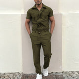 2023 New Mens Rompers Pants Casual Loose One-Piece Suit Overalls Fashion Short Sleeve Jumpsuit Streetwear Men Ropa De Hombre