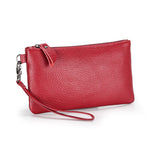 Genuine Leather Women Clutch Wallet High Quality Real Cow Leather Long Wallets Wrist Strap Female Purse Solid Money Phone Bag