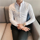 Men Long Sleeve Shirt 2023 New British Style Solid Casual Slim Fit Camisas Y Blusas Formal Dress Chemistry Homme Men Clothing