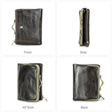 Genuine Leather Wallet Women Small Metal Frame Purse Ladies Hasp and Zipper Coin Pocket Credit Card Holder