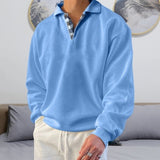 Men's  Sweatshirts Ocean River Polos  Gentleman Cotton Casual Solid Spring Autumn Turn-down Collar Tops