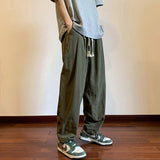 2023 Spring Loose Straight-leg Men's Pants Drawstring Casual Solid Color Japanese Male Trousers Fashion Man Pants