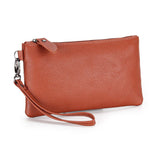 Genuine Leather Women Clutch Wallet High Quality Real Cow Leather Long Wallets Wrist Strap Female Purse Solid Money Phone Bag