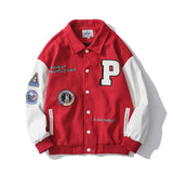 Men Patchwork Varsity Jacket Hip Hop Letter Embroidery American Vintage Bomber Jacket Streetwear Couple Loose Epaulettes Outwear