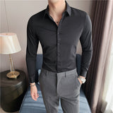 Men Long Sleeve Shirt 2023 New British Style Solid Casual Slim Fit Camisas Y Blusas Formal Dress Chemistry Homme Men Clothing