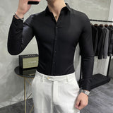 Plus Size 7XL 6XL 5XL Solid Business Formal Wear Long Sleeve Men Dress Shirts Simple All Match Slim Fit Casual Chemise Homme Hot