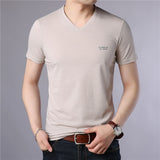 T-shirt men's trend solid color round neck new summer white  t-shirt clothes men