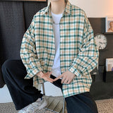 Plaid Long-Sleeved Shirt For Men Casual Spring New Unisex Blouses Fashion Korean Style Male Vintage Shirts