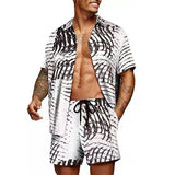 2023 Summer Hawaii Print Sets Men Hawaii Short Sleeve Shirt Shorts Two Piece Clothing Set Casual Palm Tree Floral Beach Suit