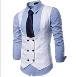 Slim Fit Suit Vest for Men with Double Breasted Single One Piece Male Waistcoat for Formal Wedding Tuxedo Fashion Coat 2023