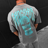 Hip Hop Hood Gangster Printed Cotton T Shirts Men Streetwear Fashion Short Sleeve Big Size Tees Mens Clothes Vintage Streetwear