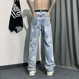 Men's Hip Hop Straight Jeans Trend  Neutral Denim Trousers Loose Wide Leg Street Pants Man Baggy American Jeans Large size 5xl