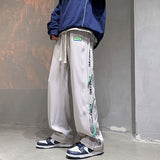 Men's Y2K Clothes Summer Thin Drawstring Straight Tube Baggy High Streetwear Sweatpants Trousers Oversized Korean Style Fashion