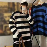 Stripe Knitted Sweater Men Autumn Winter Baggy Long Sleeves Tops Fashion All-Match Trend Streetwear Ins Vintage Y2K Male Clothes