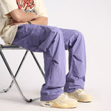 2023 Men's Fashion Trend Ventilate Work Cargo Casual Pants Large Pocket Decoration Sweatpants Elastic Waist Trousers