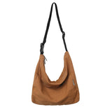 Canvas Shoulder Bag For Women Simple Solid Color Large Capacity Crossbody Bag Tote Female College Student Travel Bookbag