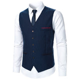 Men Suit Vest Coat Stripe Fabric Decorative Chest Pocket Design Classic Design Causal  Business Fashion Slim Fit Men Suit