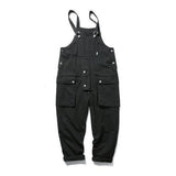 Ilooove 2023 Men's Retro Designer Overalls Workwear Sling Korean Loose Wide Leg Jumpsuit Streetwear Solid Color Men's Clothing