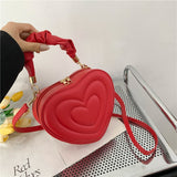 Fashion Love Heart Shape Shoulder Bag Small Handbags Designer Crossbody Bags For Women Solid Pu Leather Top Handle Bag