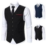 Men Suit Vest Coat Stripe Fabric Decorative Chest Pocket Design Classic Design Causal  Business Fashion Slim Fit Men Suit