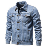 Ilooove 2023 Autumn Solid Lapel Denim Jackets Fashion Motorcycle Jeans Jacket Hommes Slim Fit Cotton Casual Black Blue Outwear Plus Size