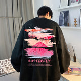 Men Suede Sweatshirt Streetwear Mountain Graphic Harajuku Pullover 2023 Autumn Sweat Shirt Hip Hop Y2k Hipster