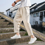 Linen Wide Men Pants New Korean Trousers Oversize Linens Streetwear  Male Spring Summer Pants Casual Men Clothing Sweatpants