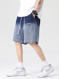 2023 New Gradient Summer Denim Shorts Men Cotton Casual Breeches Short Pants Drawstring Baggy Jeans Shorts Male Plus Size 8XL