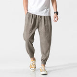 2023 Summer Cotton Linen Harem Casual Pants Men Solid Color Slim Fit Harajuku Joggers Fashion Men's Clothing