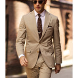 Beige Slim Fit Wedding Men Suits for Dinner Party Groom Tuxedo 2 Piece Male Fashion Jacket with Pants Latest Design Blazer