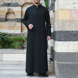 Muslim Fashion Men Clothes Jubba Thobe Islamic Men Clothing Arab Middle Eastern Kaftan White Printed Zipper Muslim Dress For Man