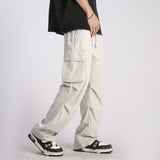 2023 Men's Fashion Trend Ventilate Work Cargo Casual Pants Large Pocket Decoration Sweatpants Elastic Waist Trousers