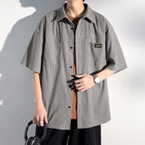 Spring Men's Corduroy short sleeve Shirts Fresh Harajuku Neutral Woman Fashion Casual Oversize Hip Hop College Shirt Coat 2023