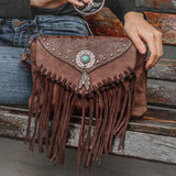 Original Design Shoulder Bag For Women PU Leather Luxury Clutch Designer Handbags Western Purse Fringe Messenger Bag