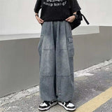 Spring Autumn Trousers y2k baggy jeans for men Wide leg Pants Pockets Elastic Waist Streetwear Loose comfortable Pants