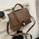 Fashion Simply PU Leather Crossbody Bag for Women Solid Color Shoulder Messenger Bag Lady Travel Small Handbag Purses Sac