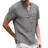 High Quality New Men'S Linen V Neck Bandage T Shirts Male Solid Color Long Sleeves Casual Cotton Linen Tshirt Tops S-3xl