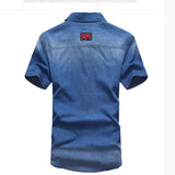 Men Summer Short sleeve Denim Shirts Good Quality Men Cotton Thin Jeans Shirts New Fashion Men Blue Casual Denim Shirts Size 3XL