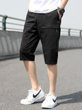 Plus Size Summer Capris Pants Men Breathable Cool Calf-Length Short Sweatpants Loose Casual Cropped Trousers 8XL